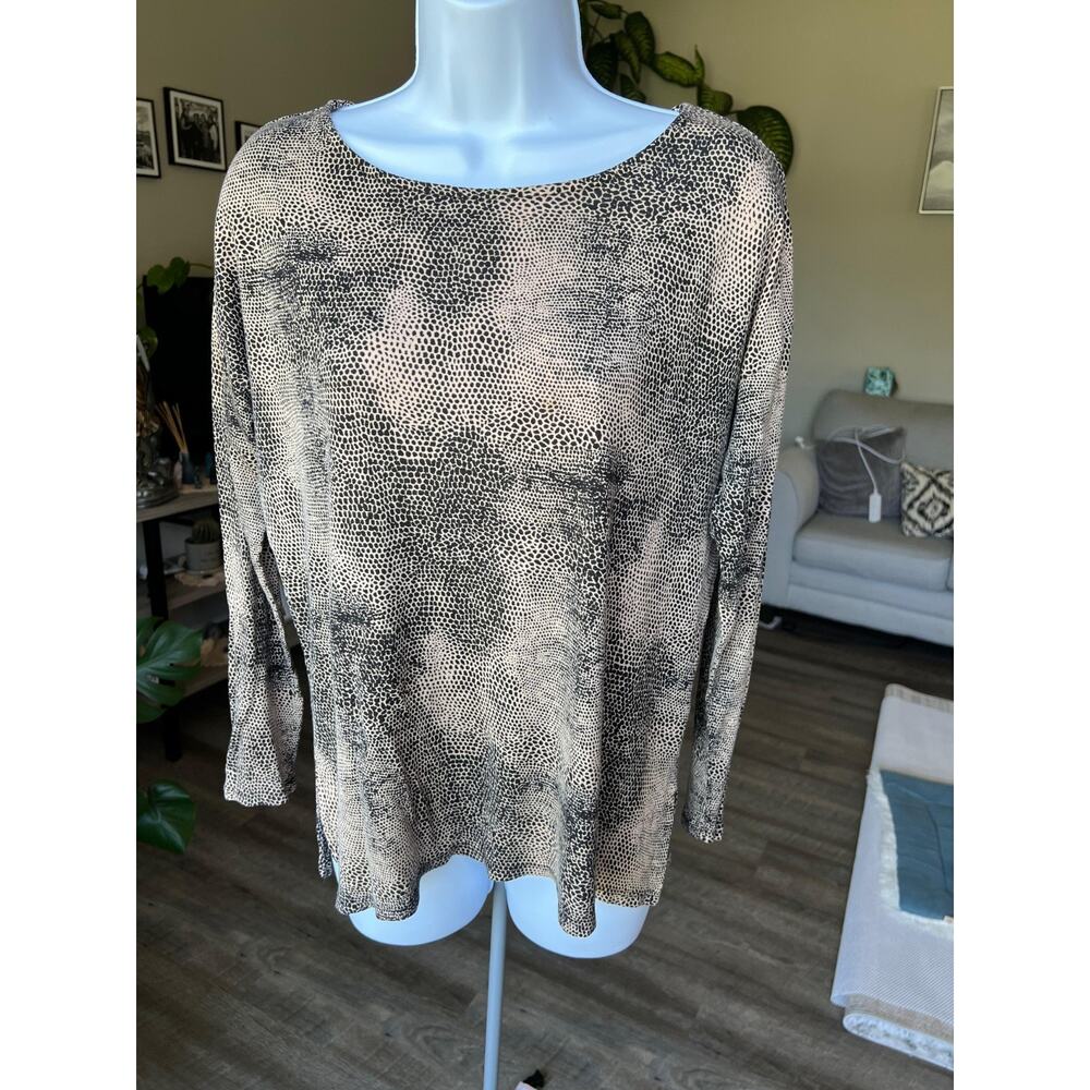 AUGUST SILK RAYON SNAKE SKIN PATTERN LONG SLEEVES SIZE M TOP #499